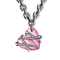 A detail of Bullet Hole Heart Pendant with Screws M with Chain in Retba Pink/Flame