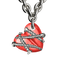 A detail of Bullet Hole Heart Pendant with Screws XL with Chain in Cadmium Red/Infrared