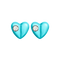 A detail of Heart Studs with Screw in Bubble Blue