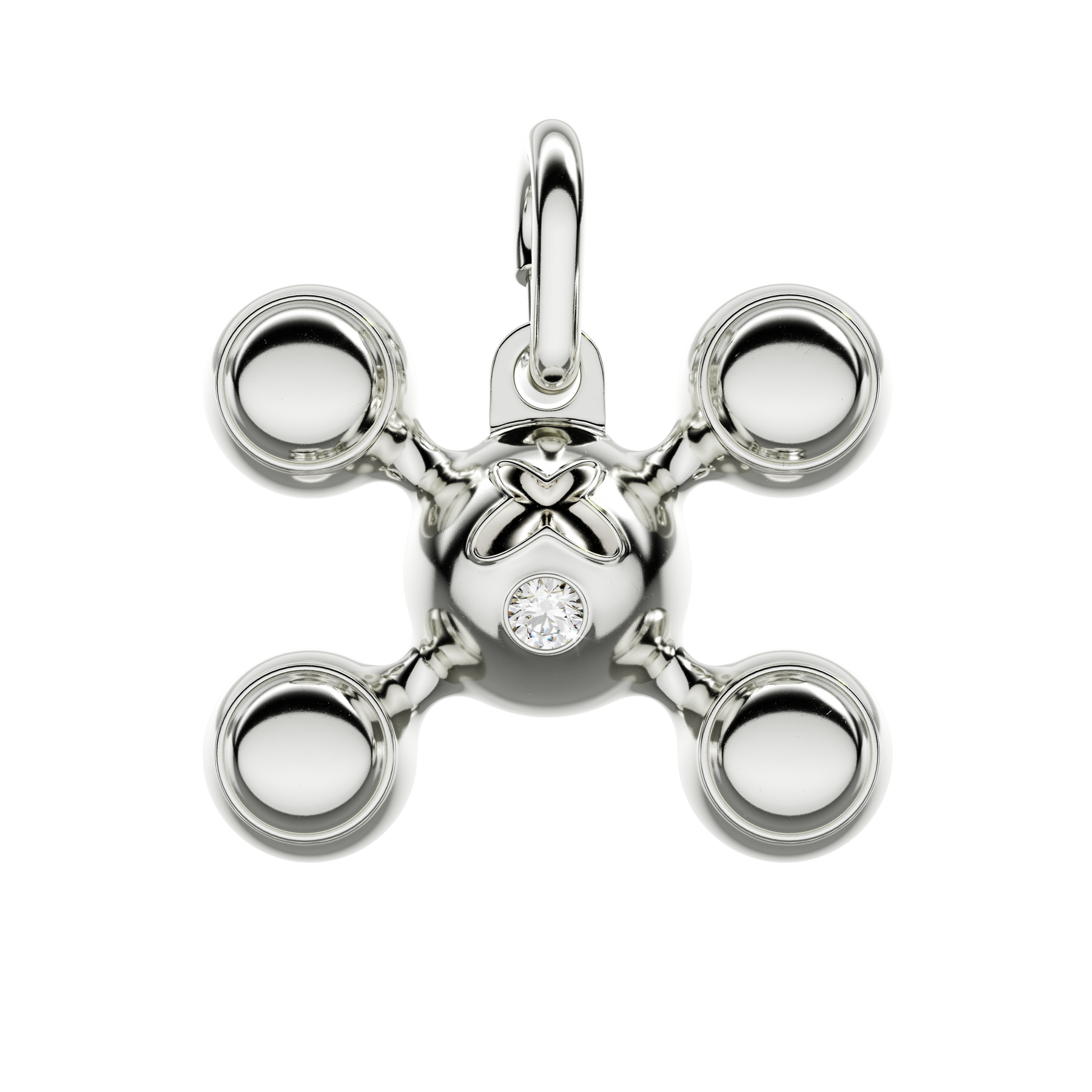 Sphere Pendant - Silver Beaded Chain 50cm