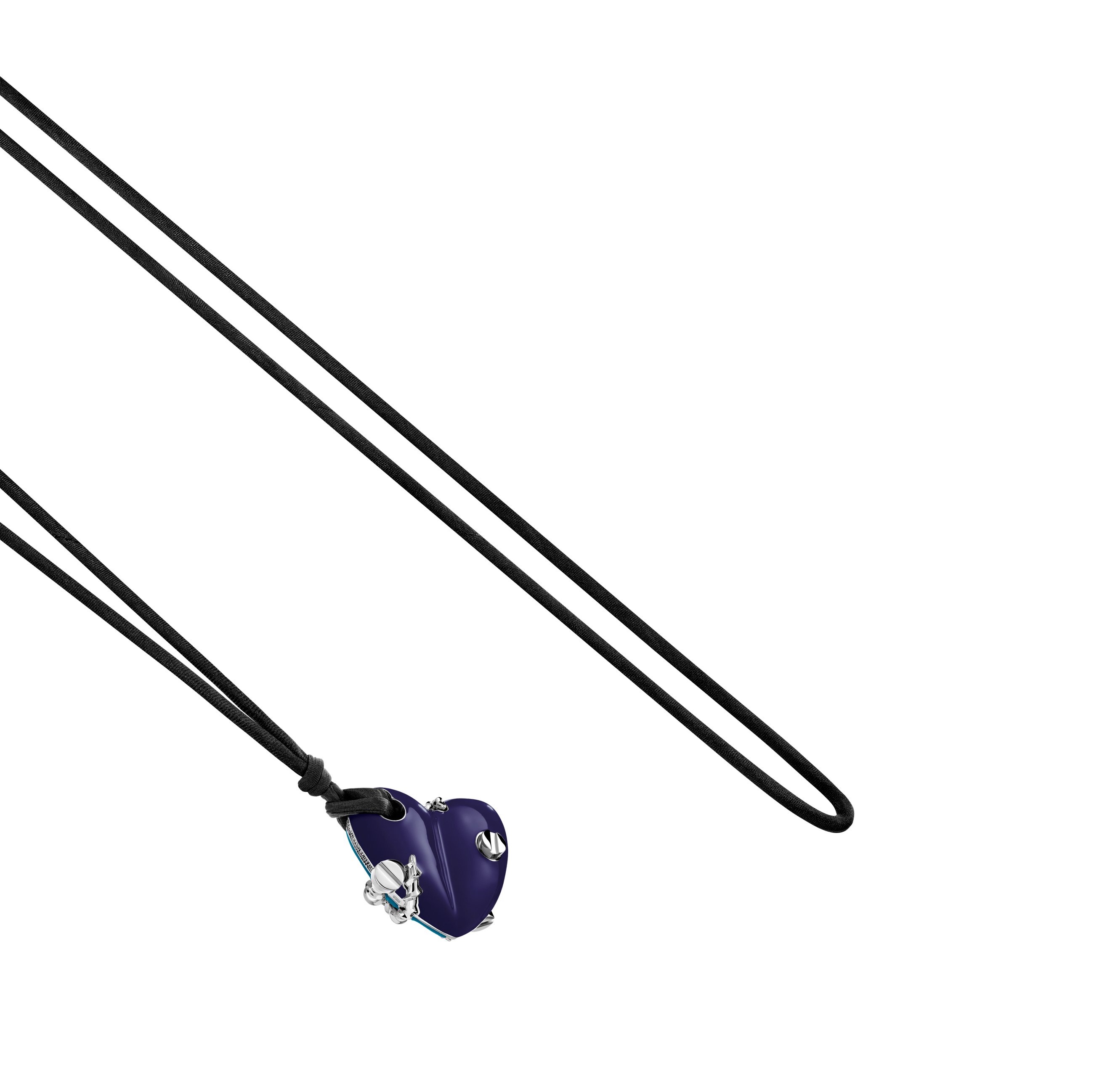 A detail view of Bullet Hole Heart Pendant with Screws M