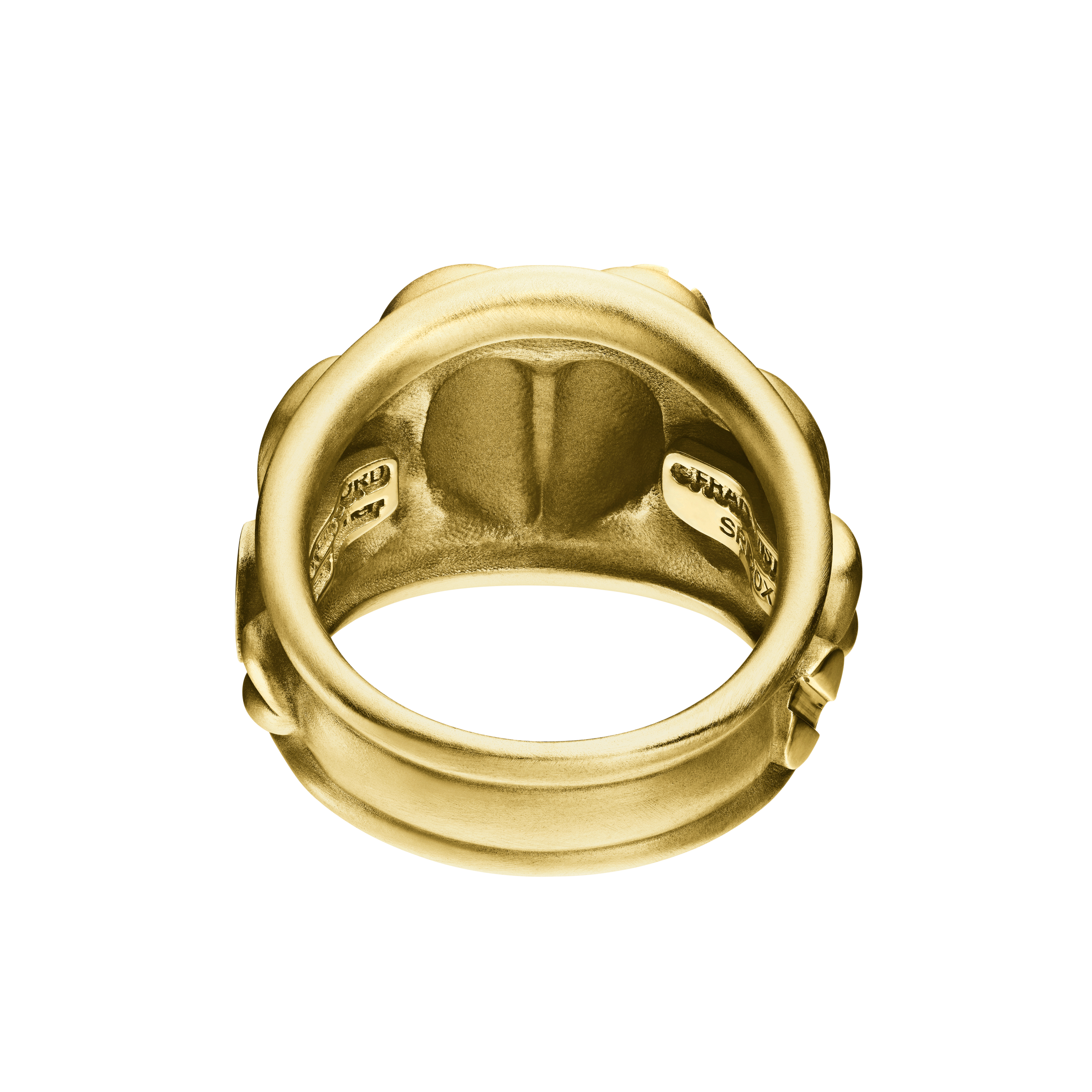 A detail view of Puffed Heart Ring with Screws