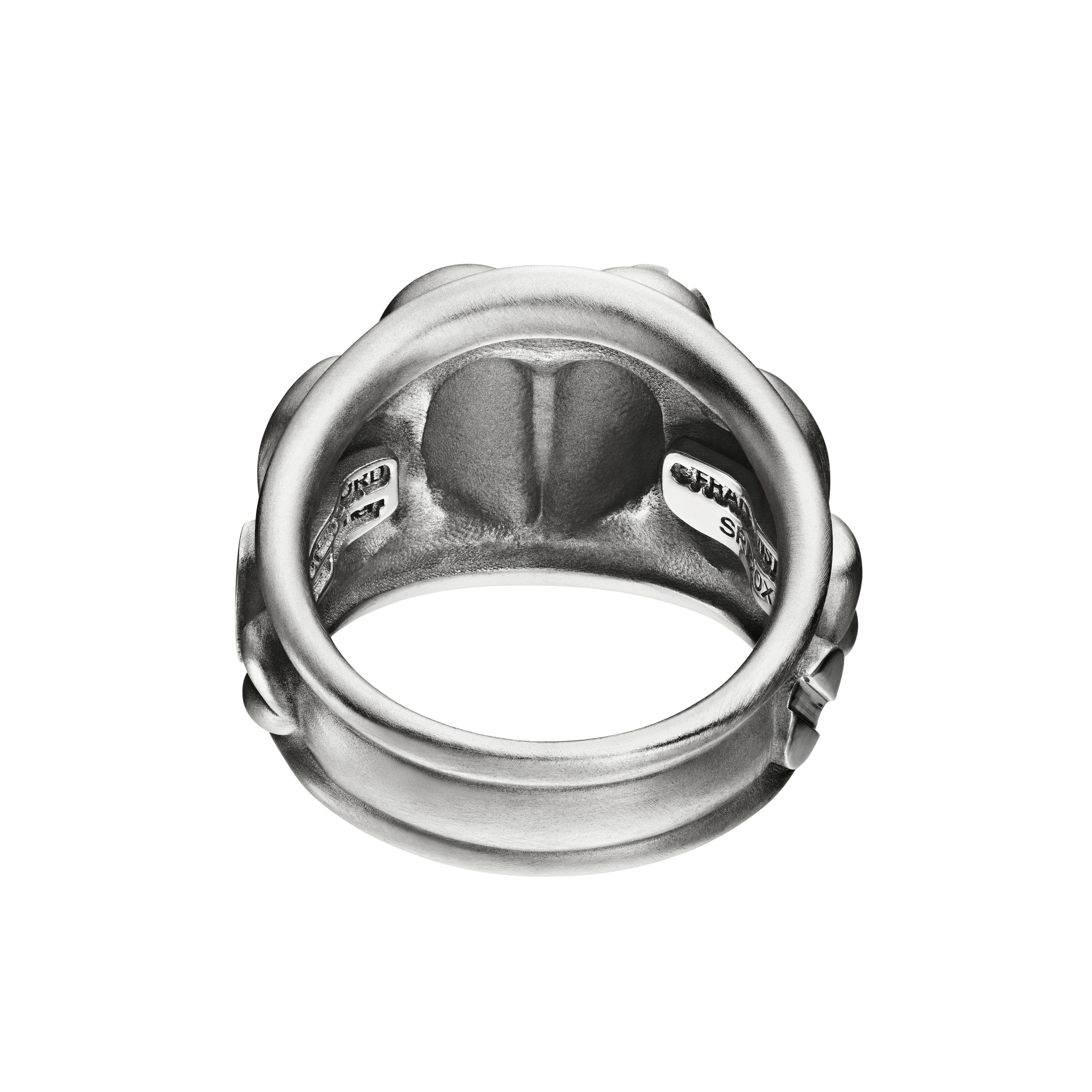 A detail view of Puffed Heart Ring with Screws