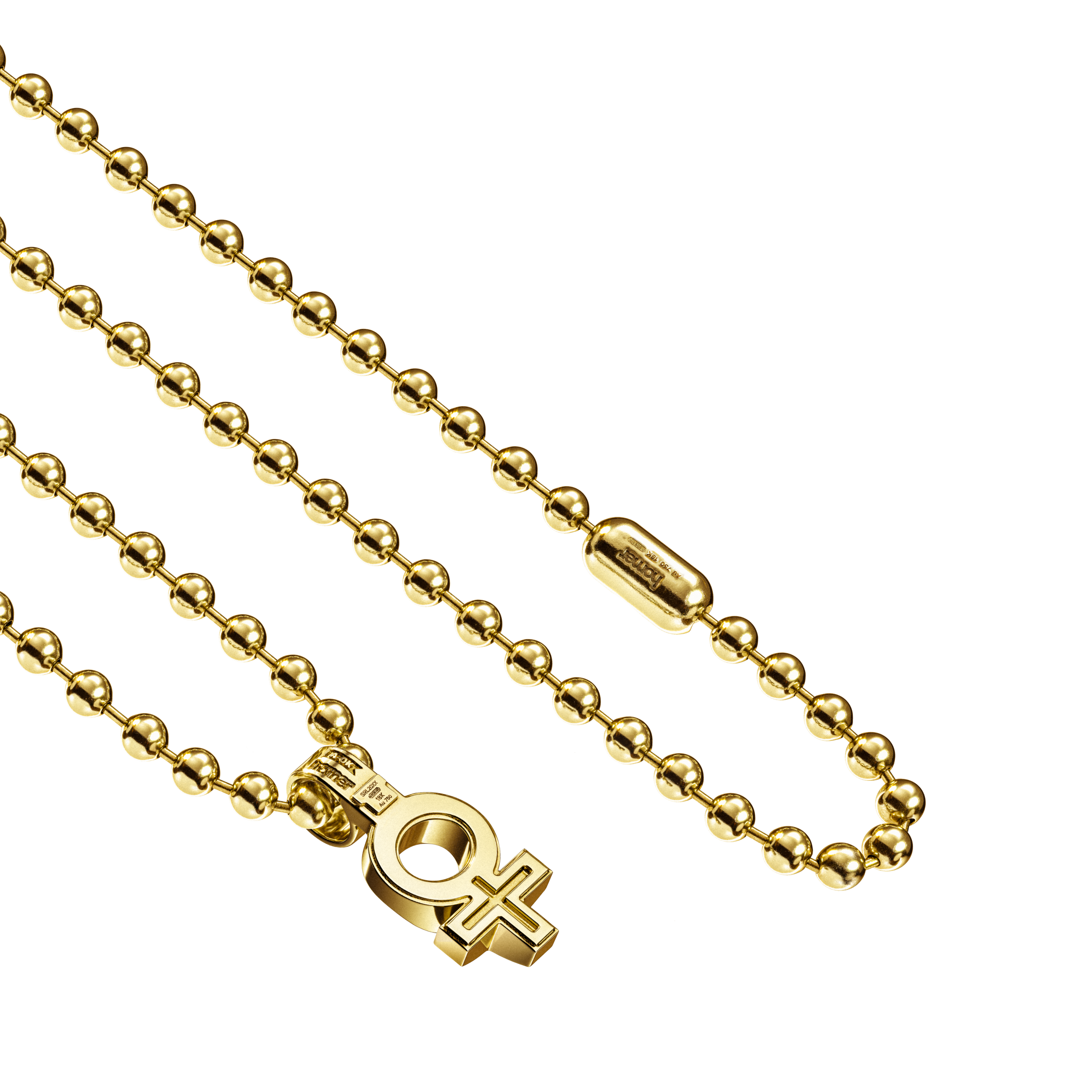 A detail view of Signal ♀ Pendant with Stone
