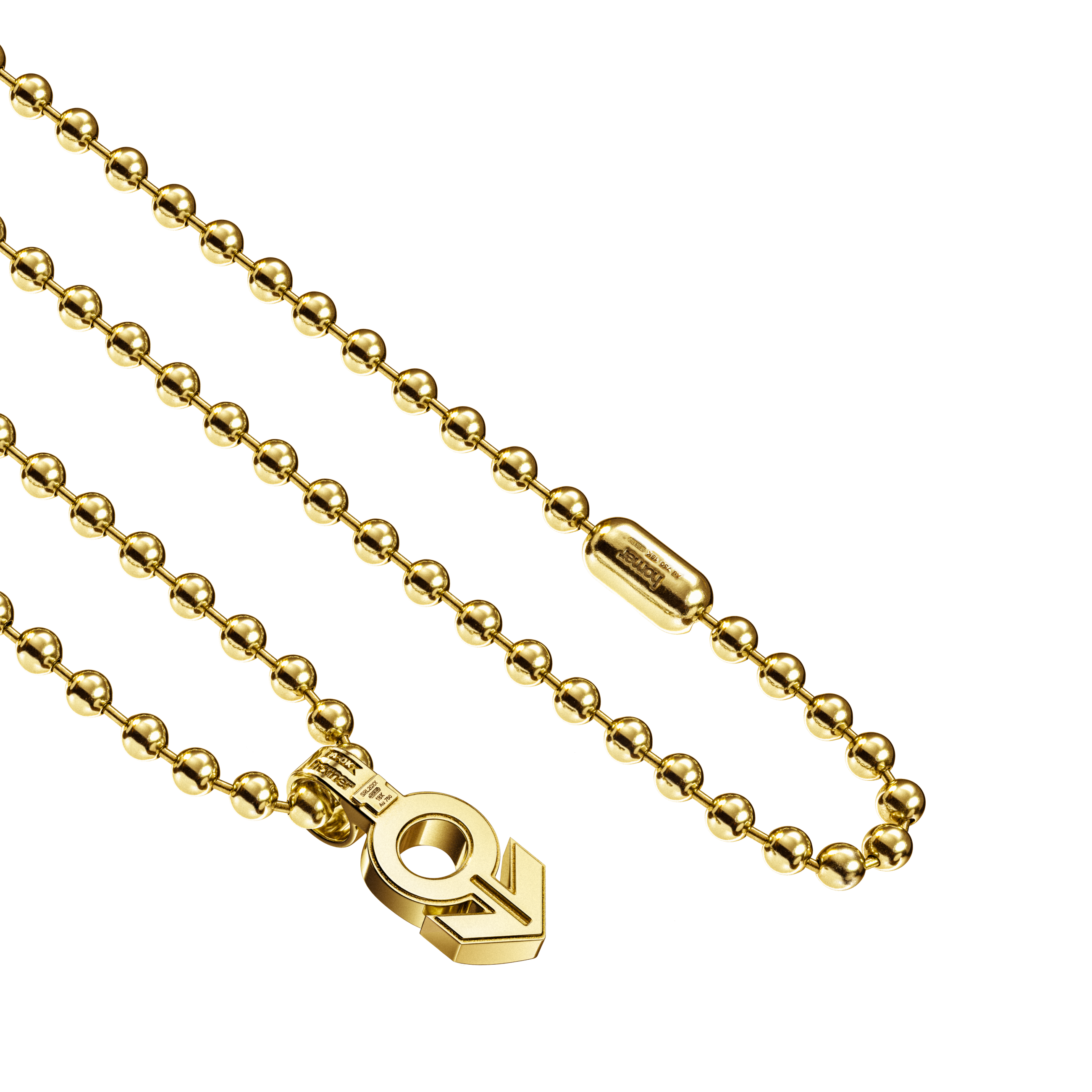 A detail view of Signal ♂ Pendant with Stone