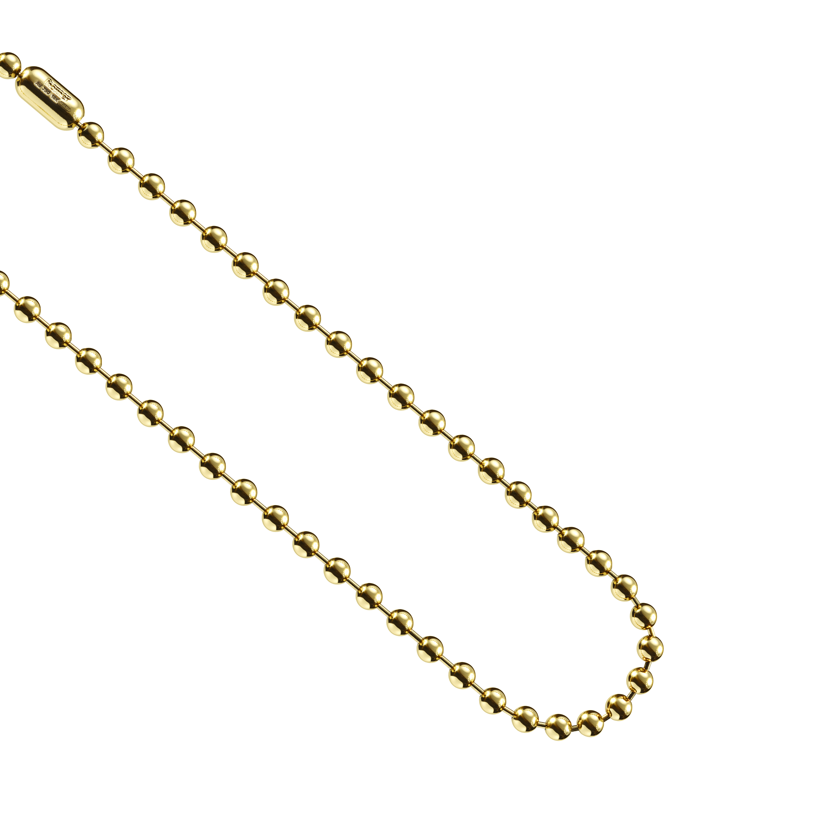 A detail view of Sphere and Bar Chain Necklace M