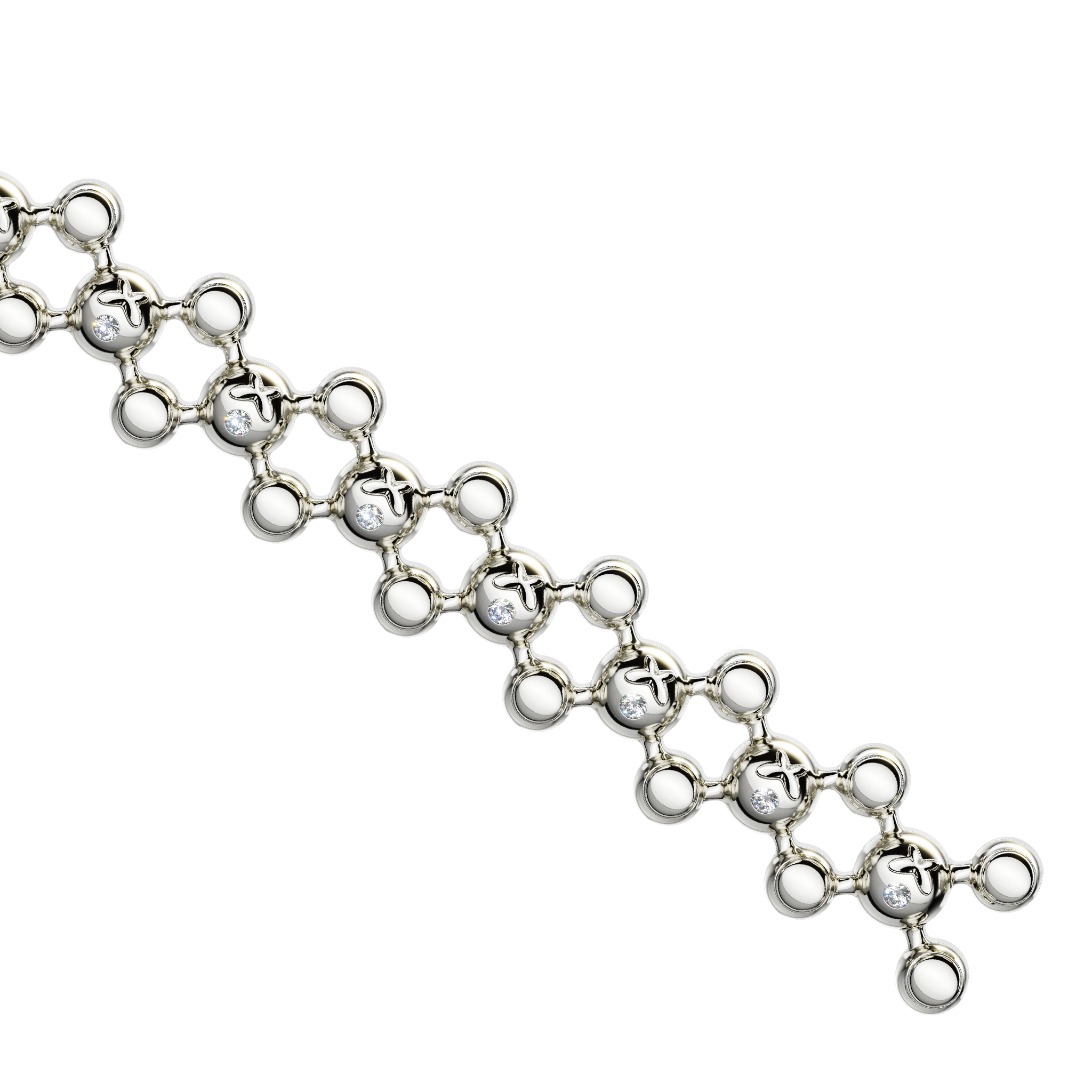 A detail view of Sphere Legs Bracelet