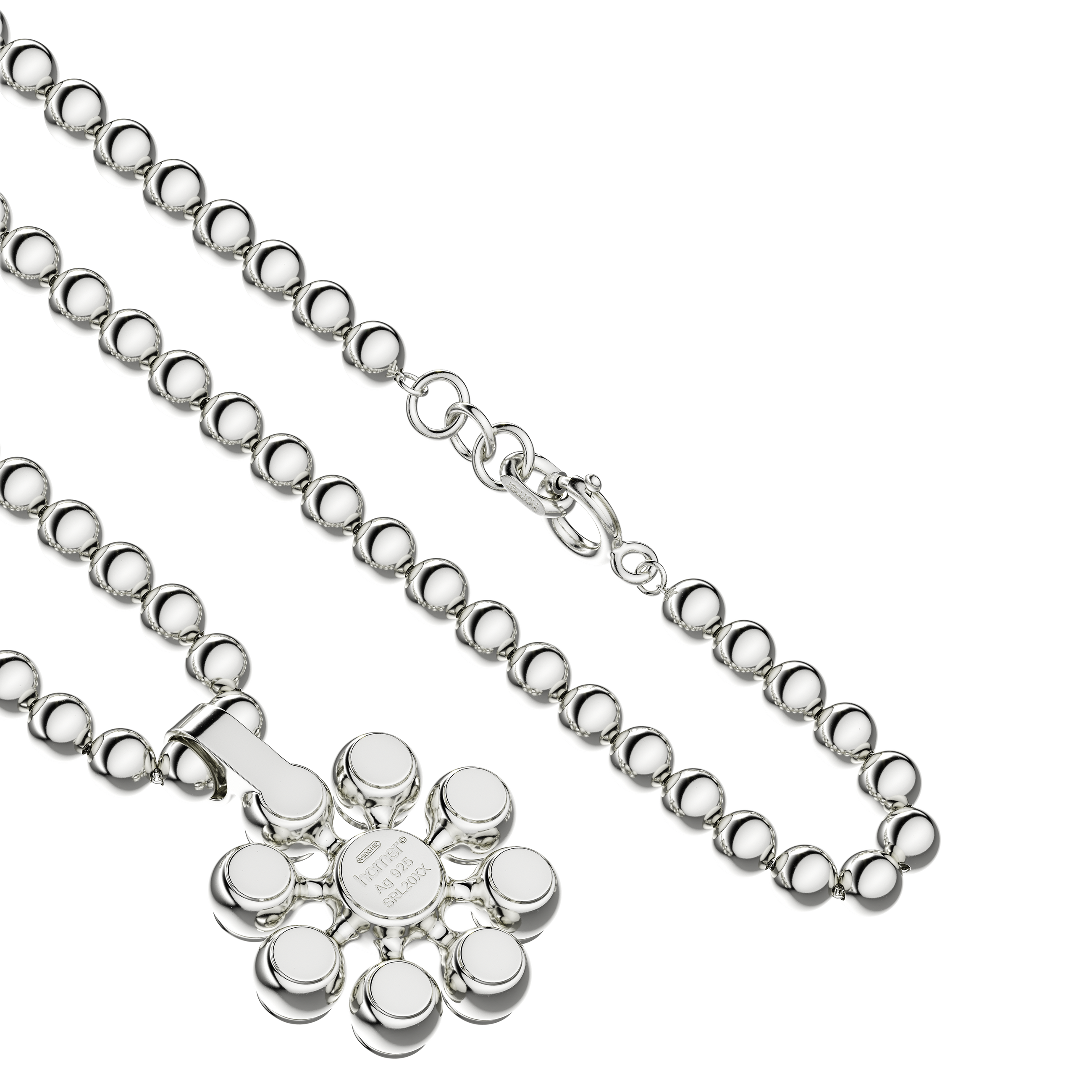 A detail view of Sphere Octa Pendant